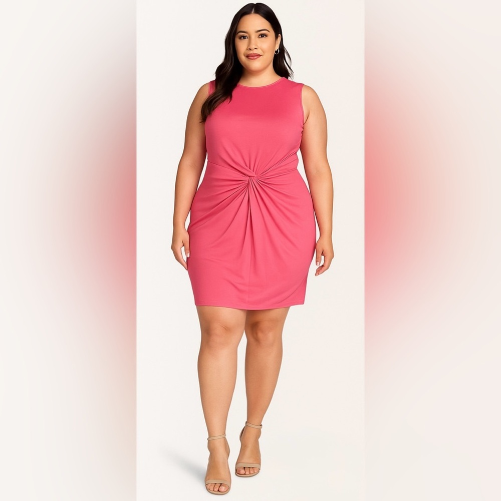NWT Nine Eight Draped Side-Knot Mini Dress – Pink, Size 3X